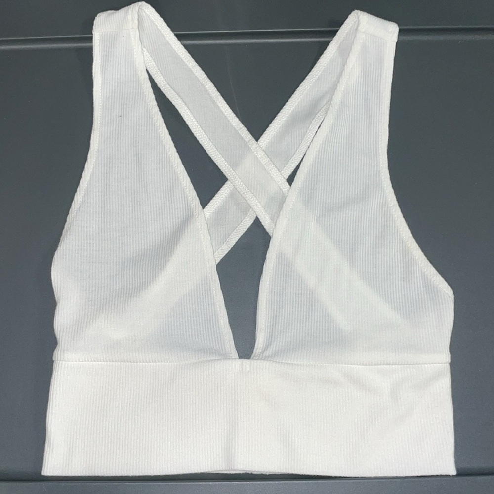 Ribbed Plunging Crisscross Crop Top